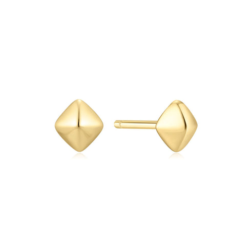 Gold Pyramid Glam Stud Earrings